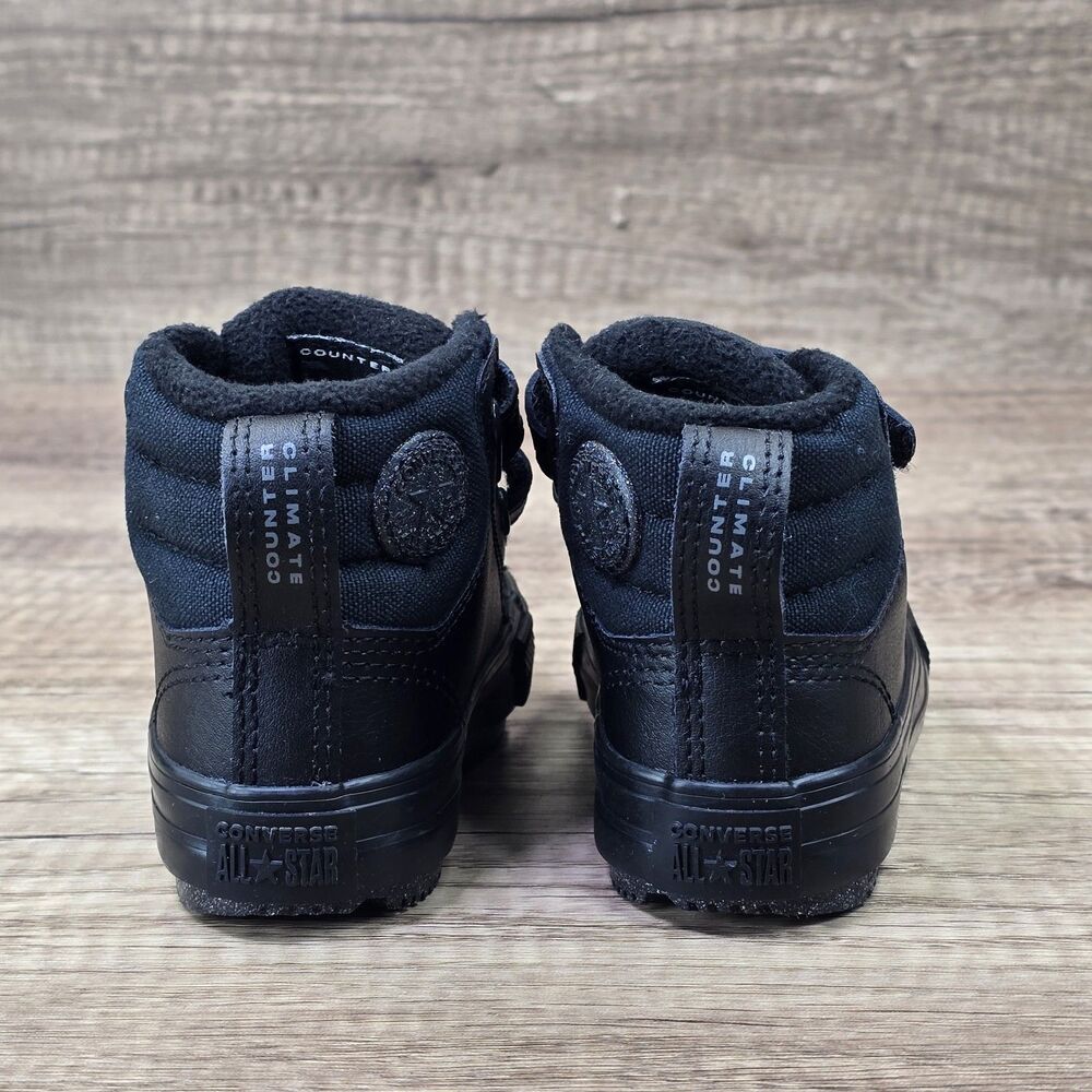 Converse Chuck Taylor All Star Berkshire Toddler's Sz 4 Black Leather Boots NEW - Picture 4 of 9